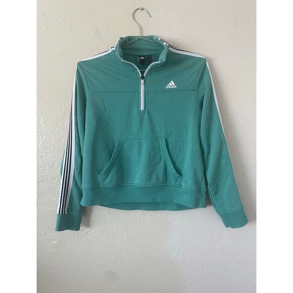 ADIDAS WOMEN'S CHANGEOVER 1/2 ZIP PULLLOVER SWEATER Green Blokecore Athletisure - Picture 3 of 11
